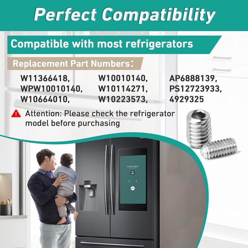 Gfdoso 5 Packs W11366418 Refrigerator Freezer Door Handle Mounting Set Screw Compatible with Most Refrigerators, AM 1-5-1 - EA221008/EA230910 - Equipped with Hex Wrench for Installatio - Image 4